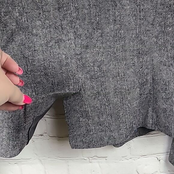 Banana Republic Wool Tweed Herringbone Ruffle Collar Blazer Gray Suit Jacket 0 - Picture 15 of 16